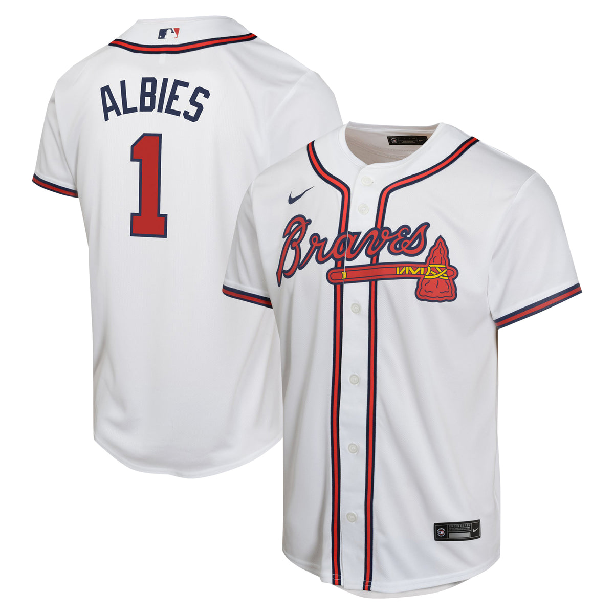 Youth Nike Ozzie Albies White Atlanta Braves Home Game Player Jersey