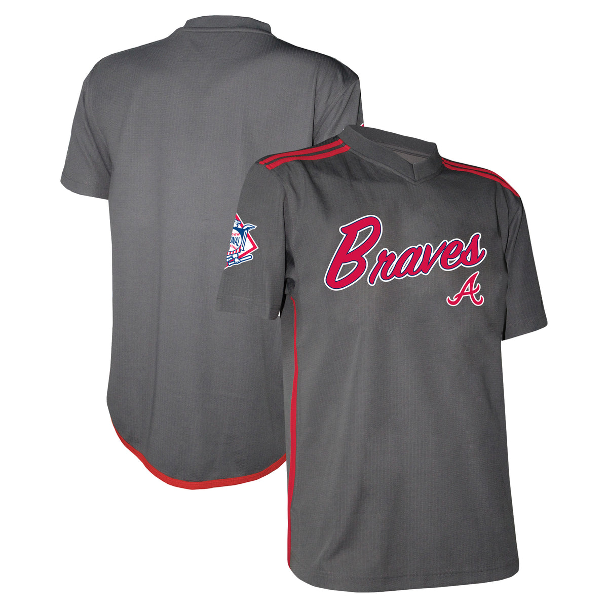 Men's Stitches Charcoal Atlanta Braves Team V-Neck Jersey