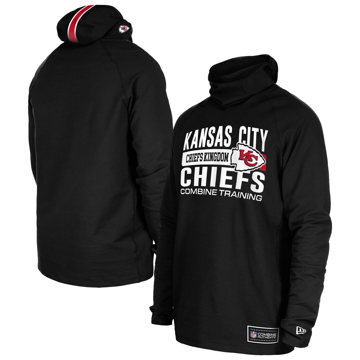 Men's New Era Black Kansas City Chiefs Functional Fandom Balaclava Helmet Stripe Tri-Blend Hoodie