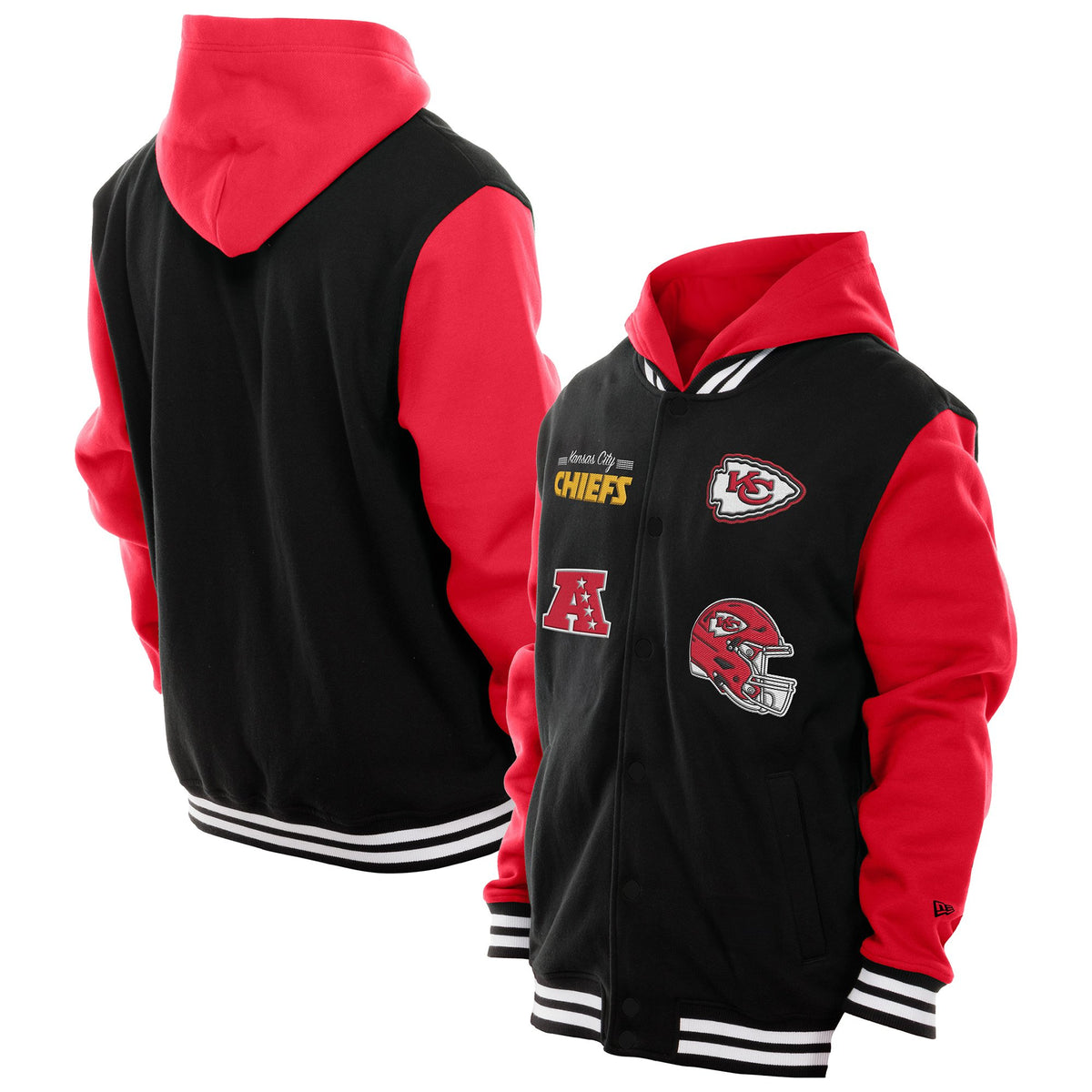 Men's New Era Black Kansas City Chiefs Full-Snap Fleece Hoodie Jacket