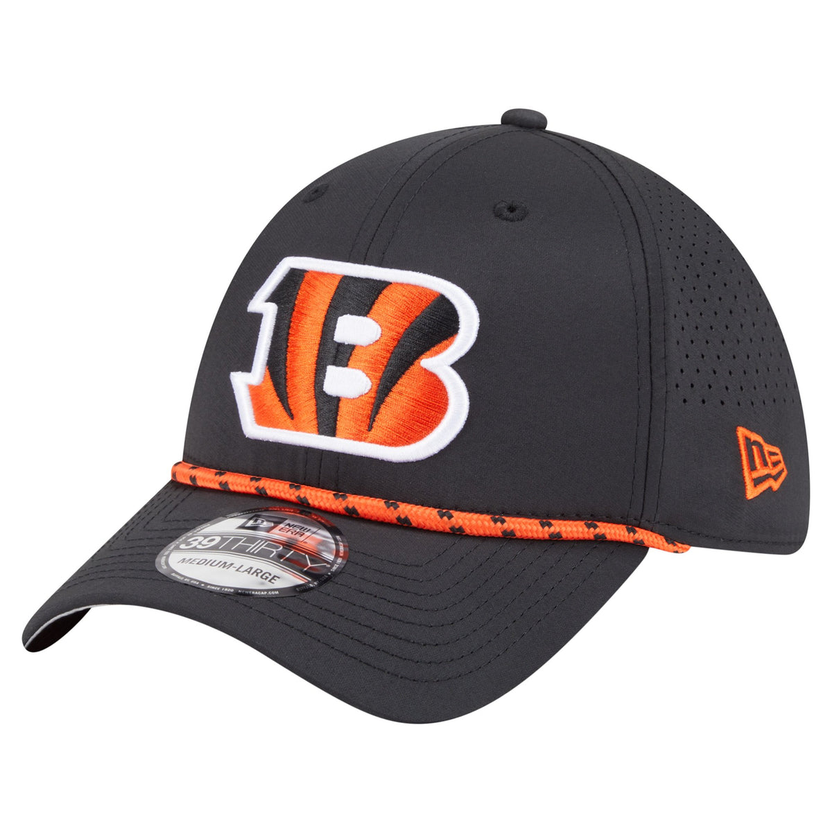 Men's New Era Black Cincinnati Bengals Perforated 39THIRTY Flex Hat