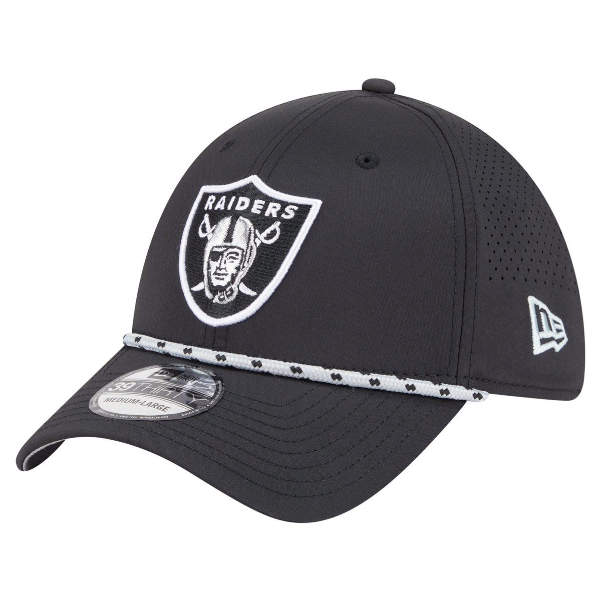 Men's New Era Black Las Vegas Raiders Perforated 39THIRTY Flex Hat