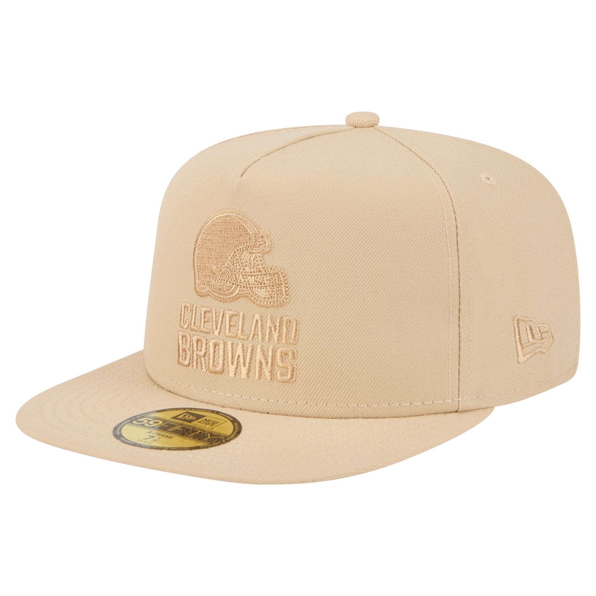 Men's New Era Light Beige Cleveland Browns Color Pack A-Frame 59FIFTY Fitted Hat