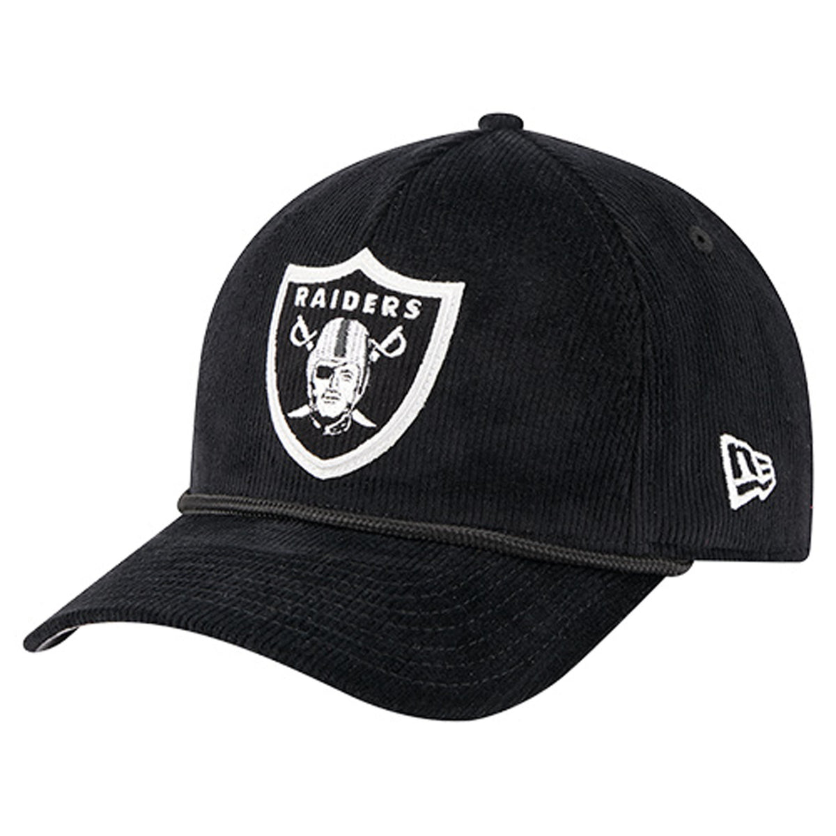 Men's New Era Black Las Vegas Raiders Cord Corduroy 9FORTY A-Frame Adjustable Hat