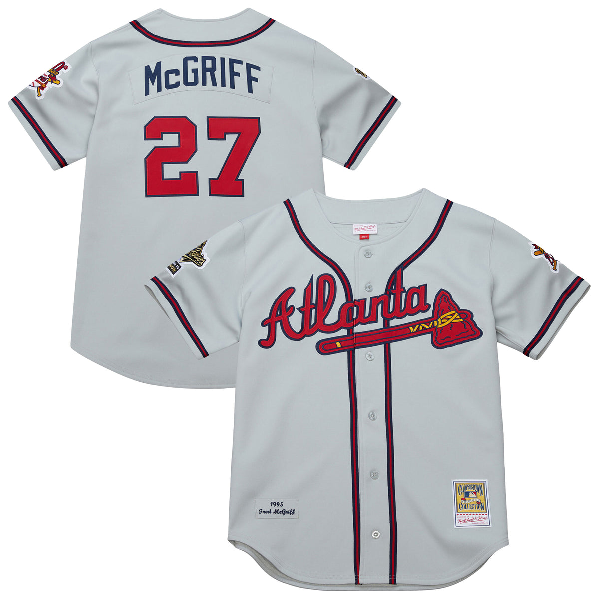 Men's Mitchell & Ness Fred McGriff Gray Atlanta Braves 1995 Throwback Authentic Jersey