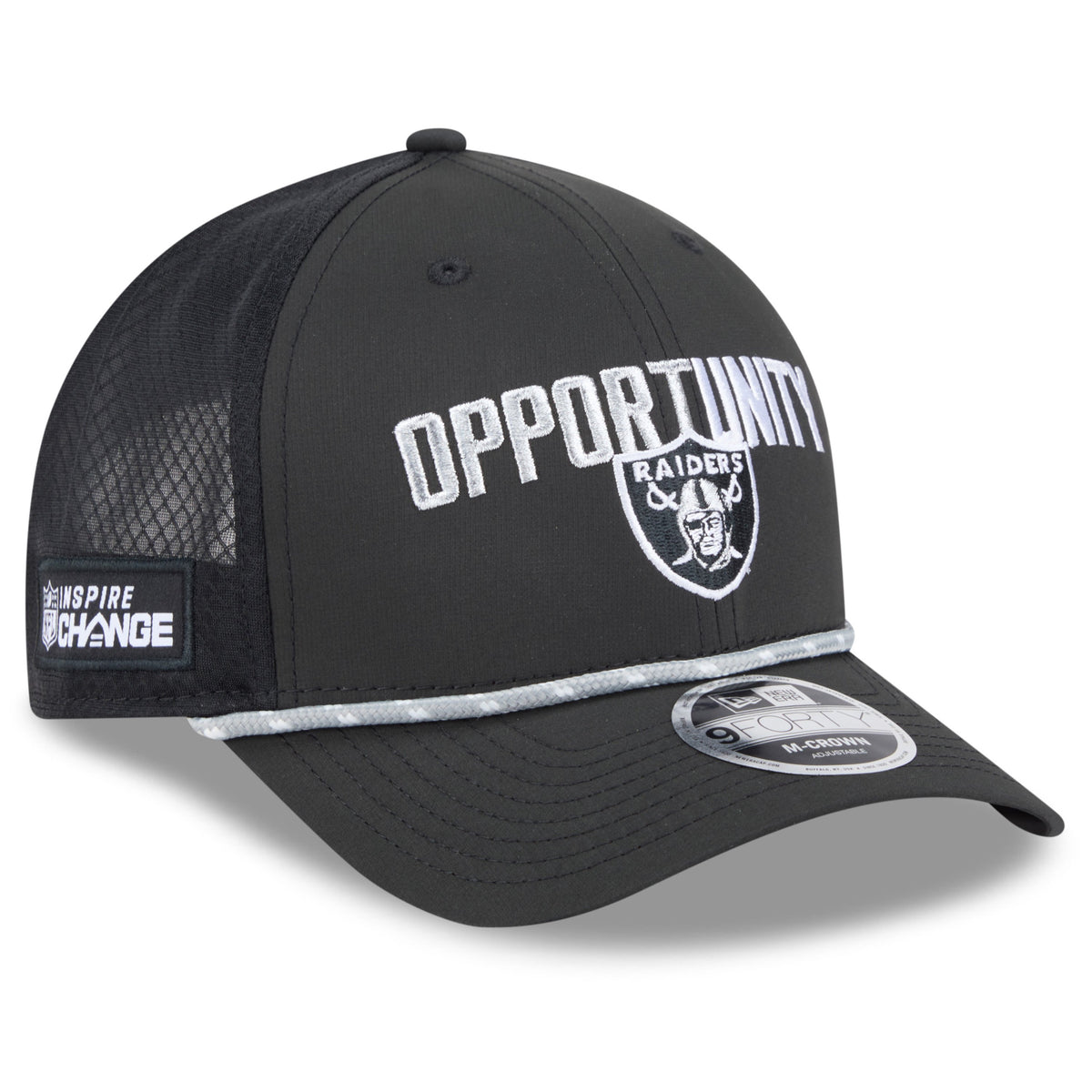 Men's New Era Black Las Vegas Raiders 2025 Inspire Change 9FORTY M-Crown Adjustable Hat