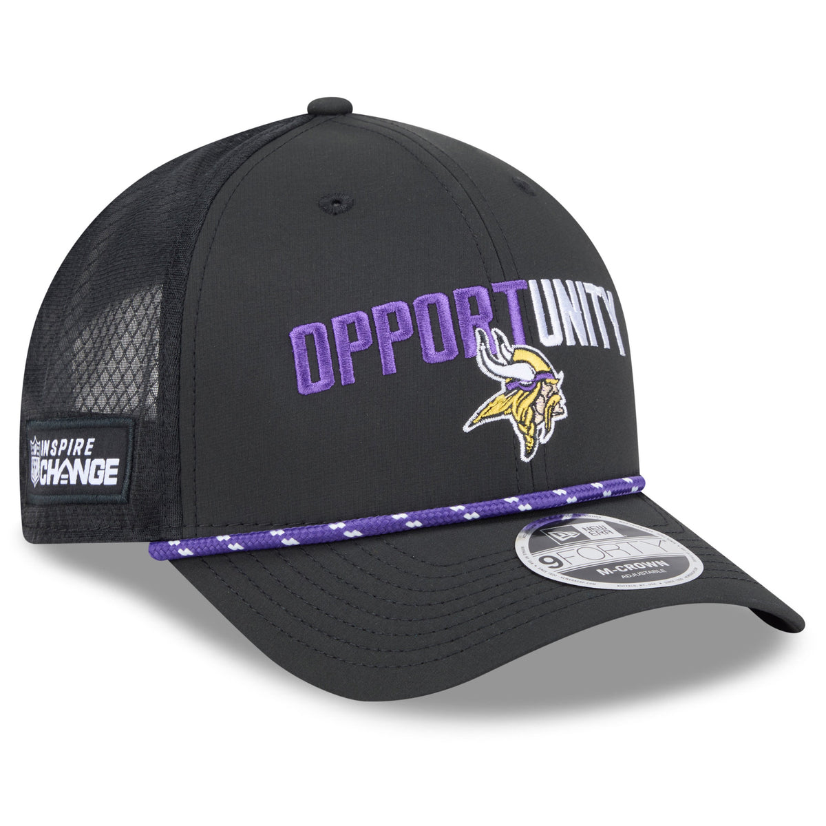 Men's New Era Black Minnesota Vikings 2025 Inspire Change 9FORTY M-Crown Adjustable Hat