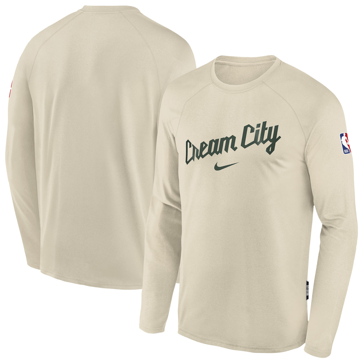 Youth Nike White Milwaukee Bucks 2025/26 City Edition Dri-Fit Long Sleeve Game Top