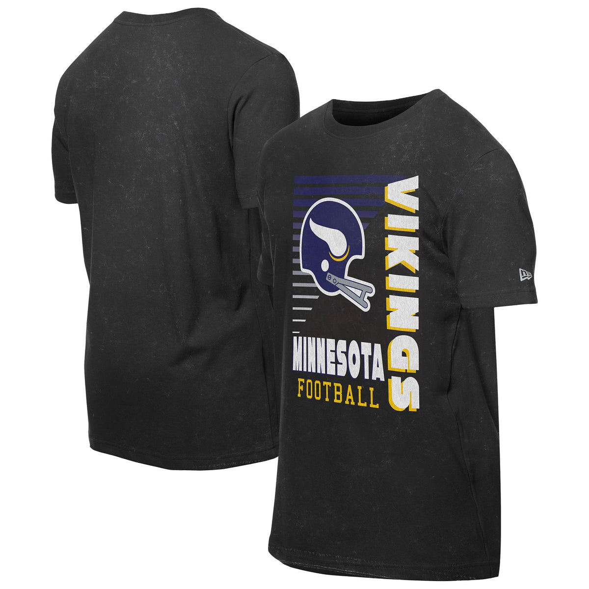 Men's New Era Black Minnesota Vikings Retro Logo Enzyme Washed Oversized T-Shirt
