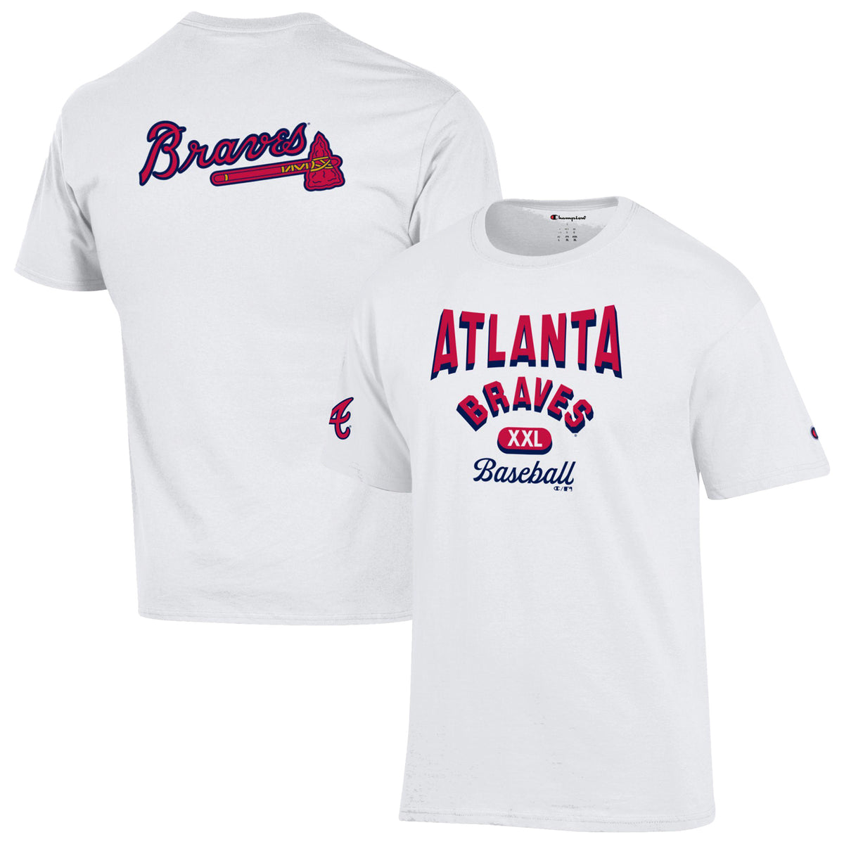 Men's Champion White Atlanta Braves 3-Hit Jersey T-Shirt