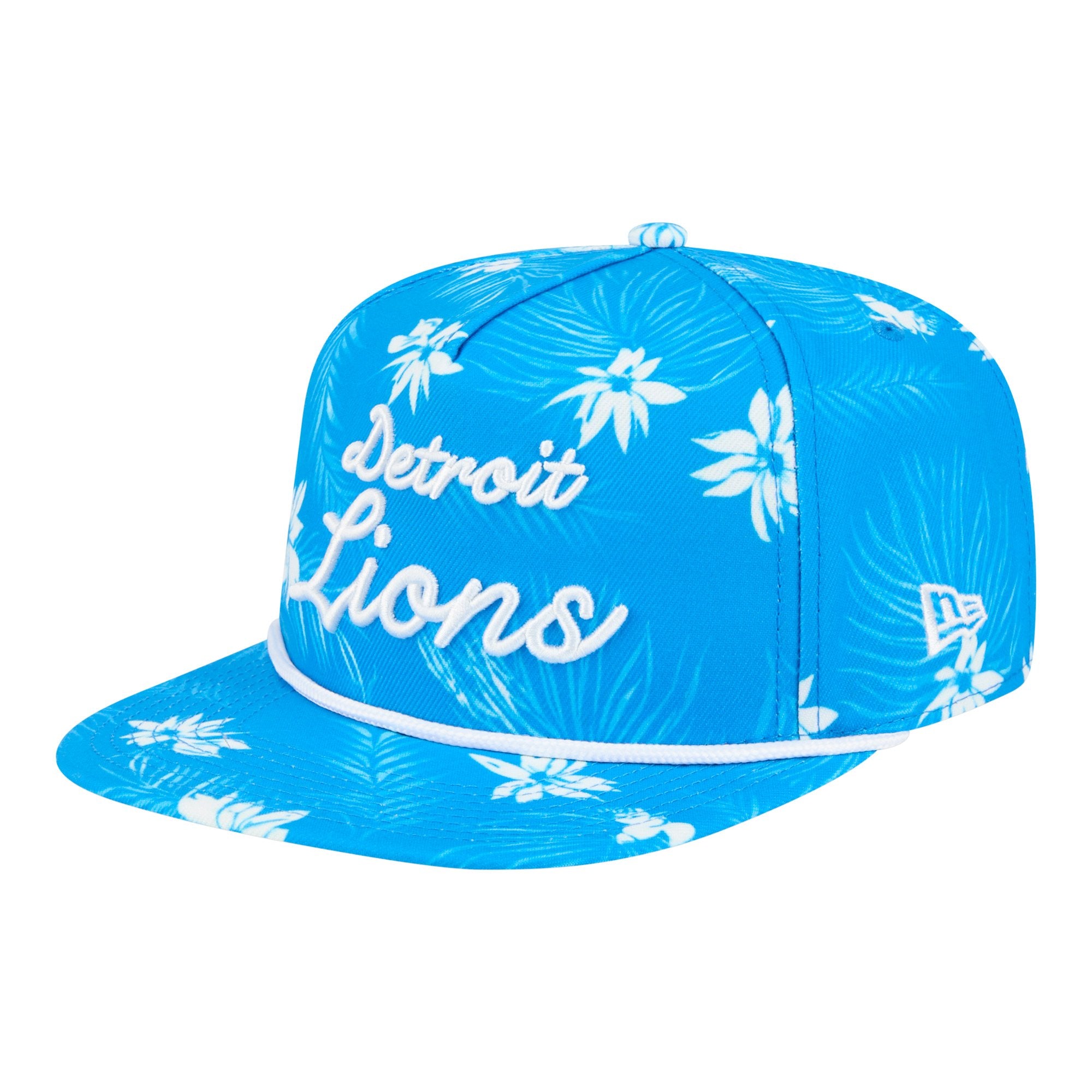 Men's New Era Blue Detroit Lions Palm Print A-Frame 9FIFTY Snapback Hat