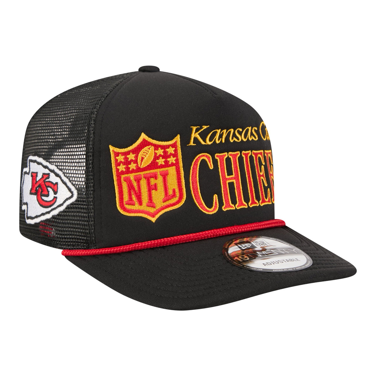 Men's New Era Black Kansas City Chiefs Throwback Foam 19TWENTY Adjustable Hat