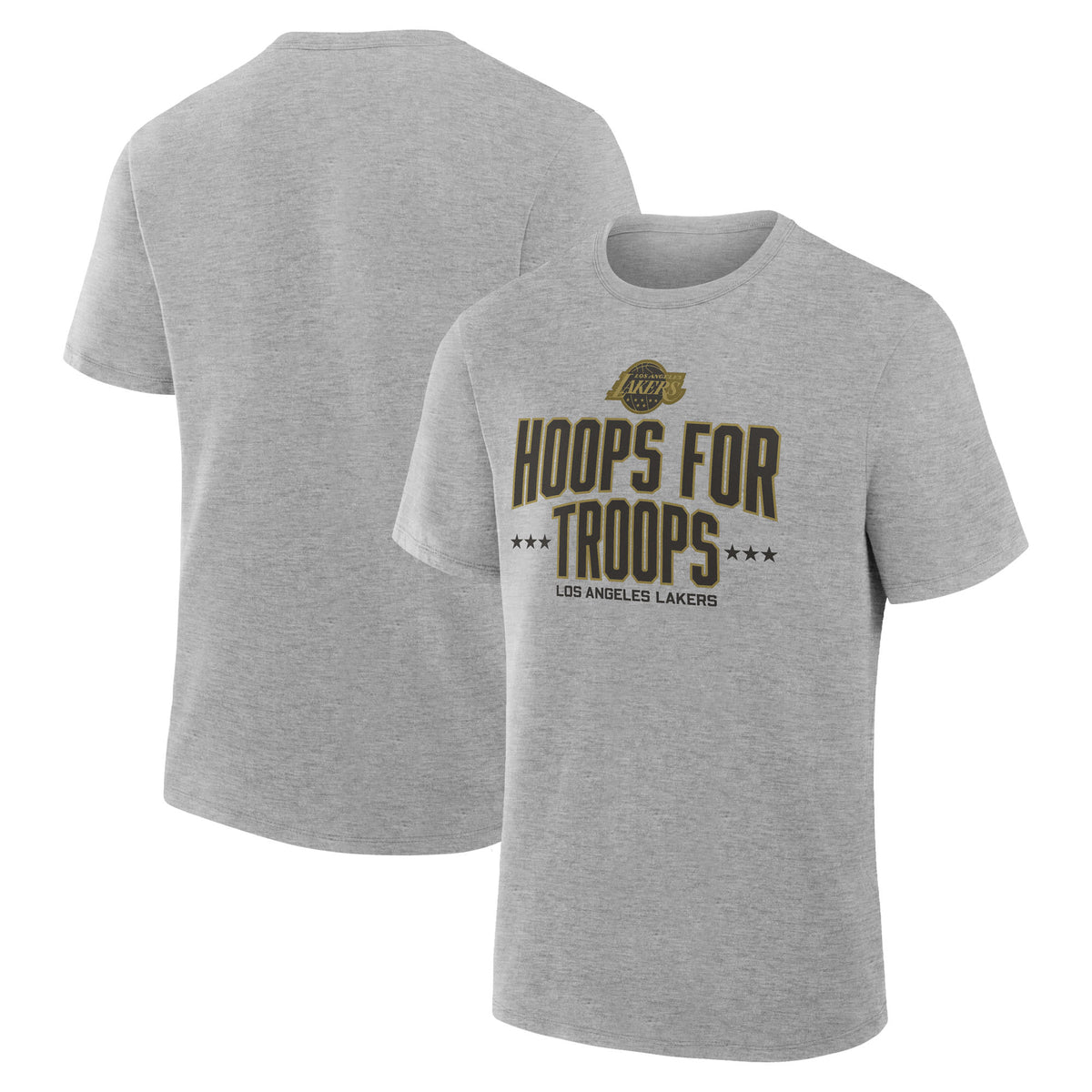 Men's Gray Los Angeles Lakers Hoops For Troops T-Shirt