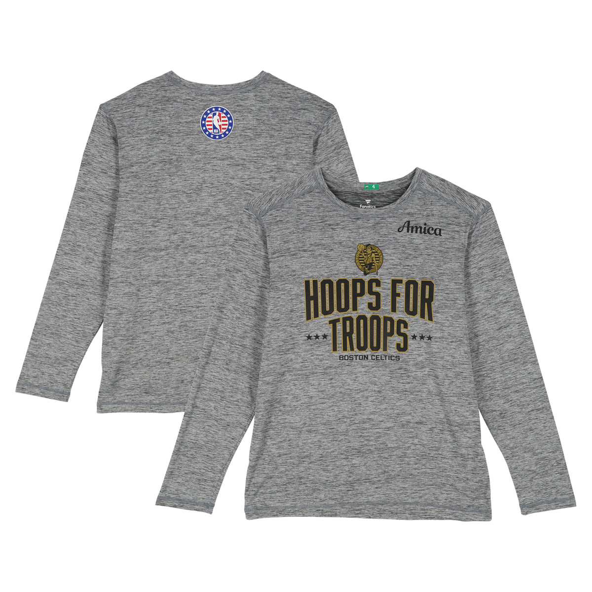 Boston Celtics Team-Issued Gray "Hoops For Troops" Long Sleeve Shirt from the 2025-26 NBA Season