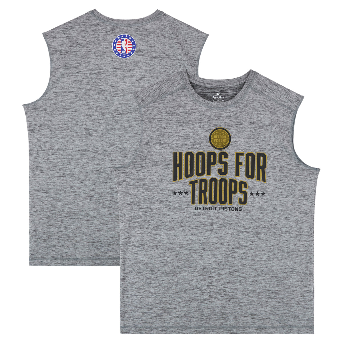 Detroit Pistons Team-Issued Gray "Hoops For Troops" Sleeveless Shirt from the 2025-26 NBA Season - Size XL