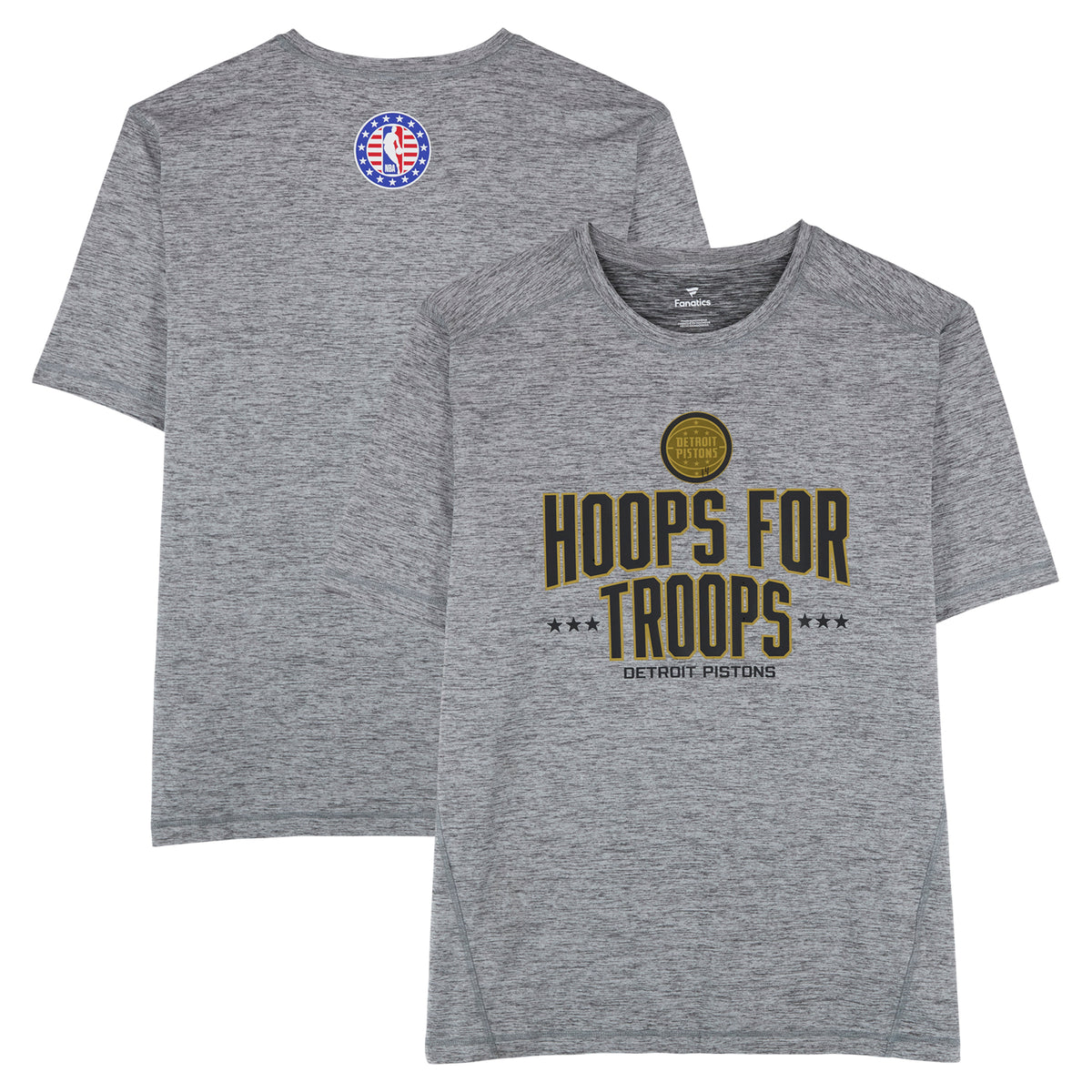 Detroit Pistons Team-Issued Gray "Hoops For Troops" T-Shirt from the 2025-26 NBA Season - Size XL