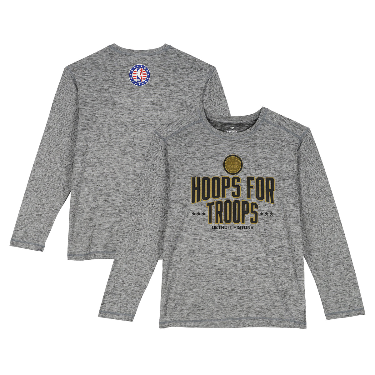 Detroit Pistons Team-Issued Gray "Hoops For Troops" Long Sleeve T-Shirt from the 2025-26 NBA Season - Size L