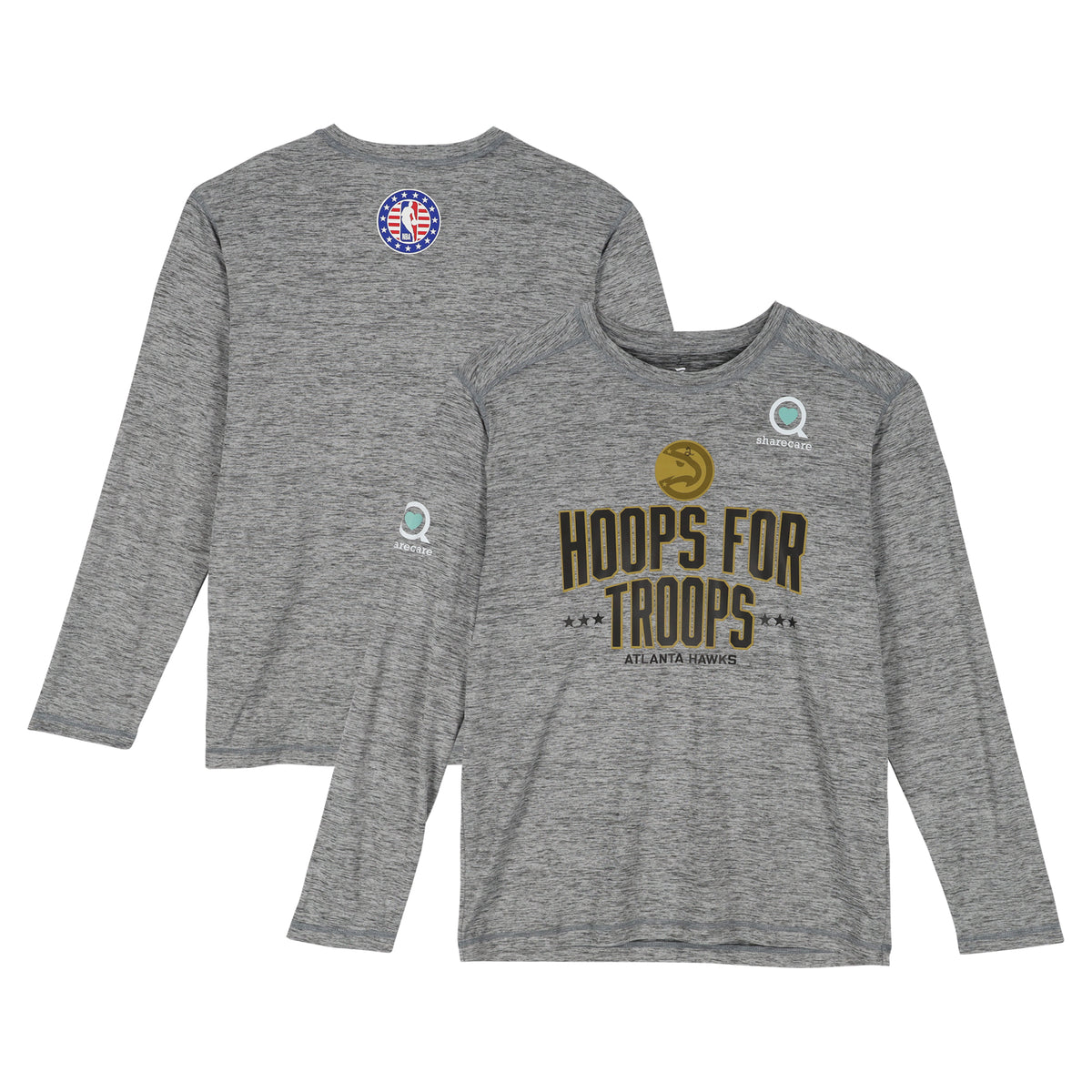 Atlanta Hawks Team-Issued Gray "Hoops For Troops" Long Sleeve T-Shirt from the 2025-26 NBA Season