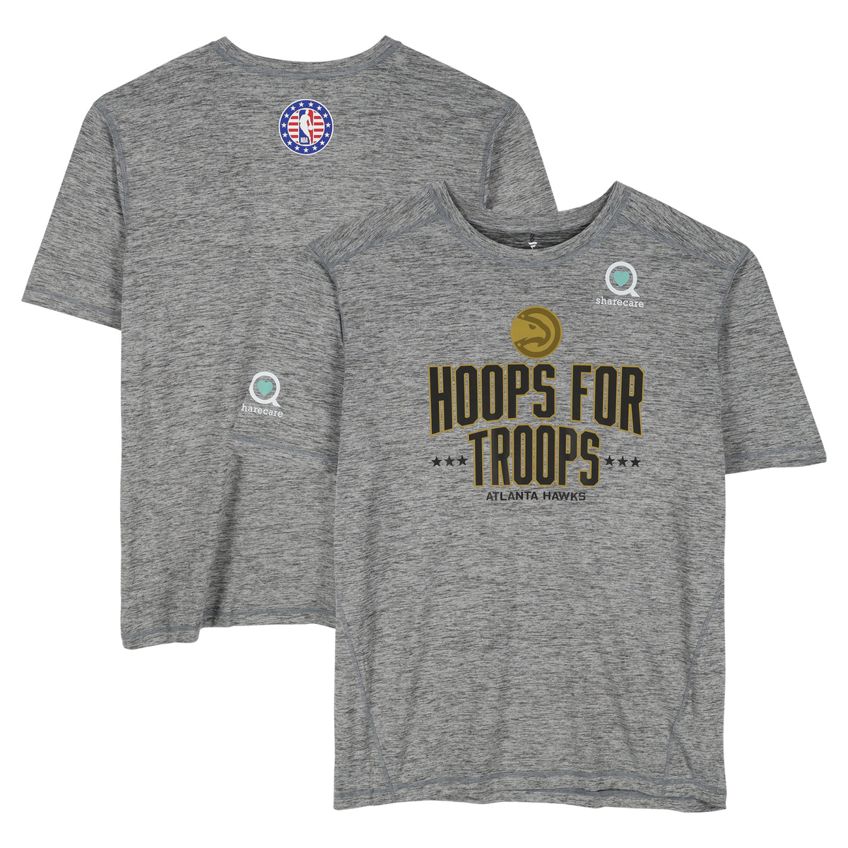 Atlanta Hawks Team-Issued Gray "Hoops For Troops" T-Shirt from the 2025-26 NBA Season - Size 2XL