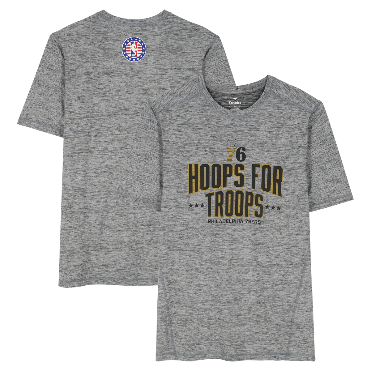 Joel Embiid Philadelphia 76ers Player-Worn Gray "Hoops For Troops" T-Shirt from the 2025-26 NBA Season - Size XLT