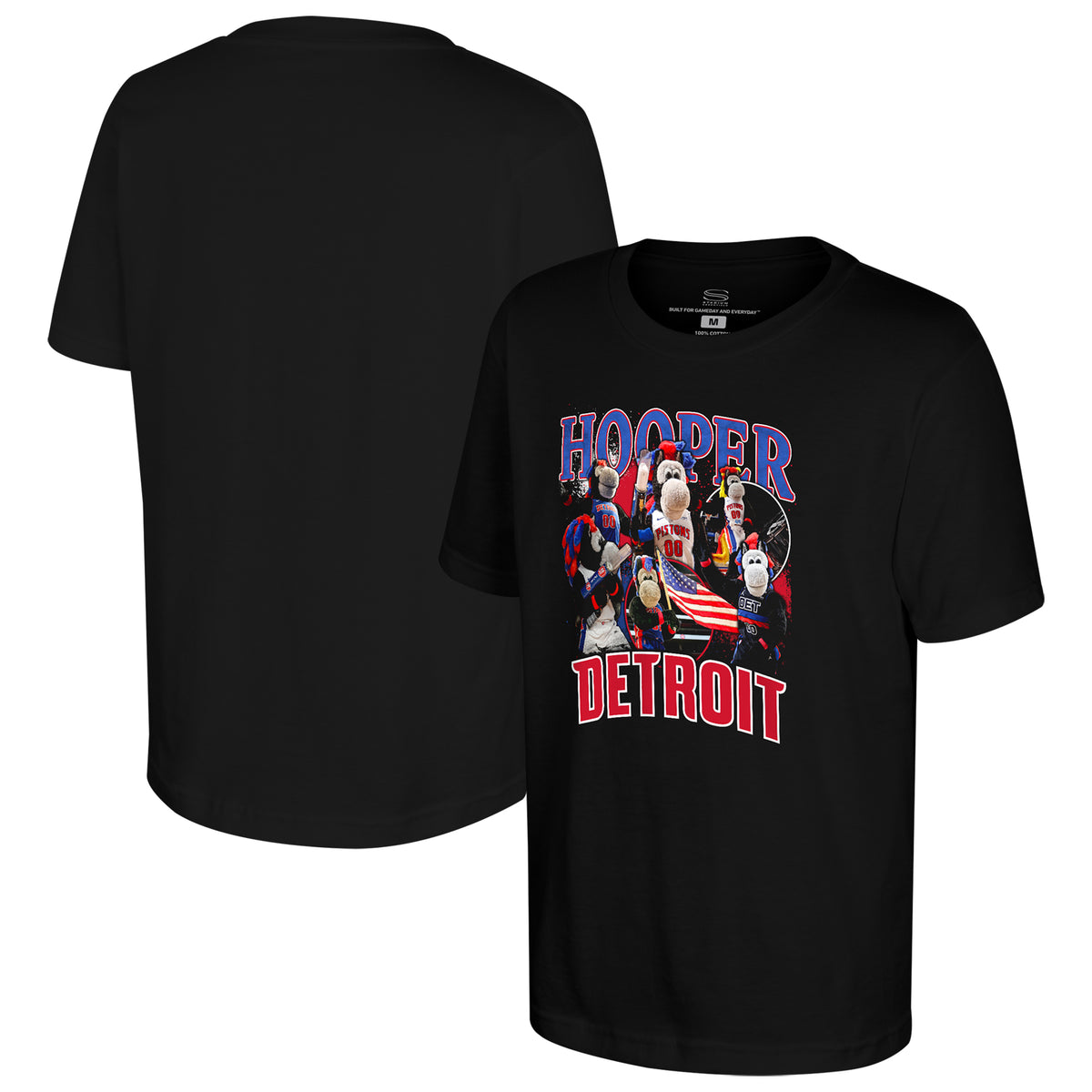 Youth Stadium Essentials Black Detroit Pistons Mascot Crossroads T-Shirt