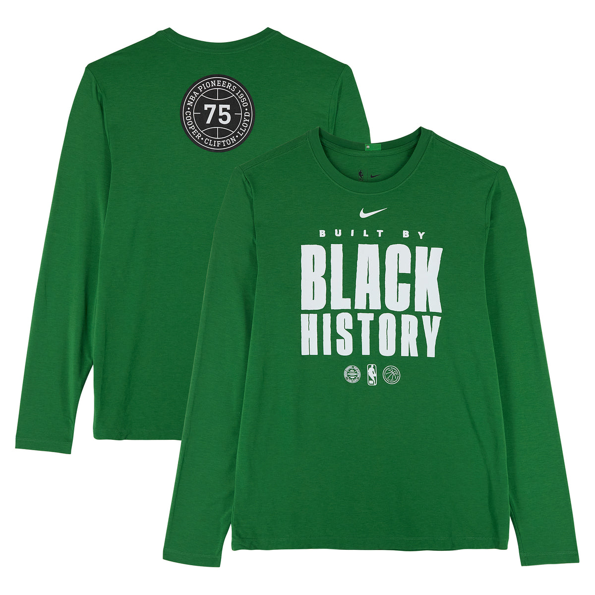 Boston Celtics Team-Issued Kelly Green "Black History Month" Long Sleeve Shirt from the 2025-26 NBA Season