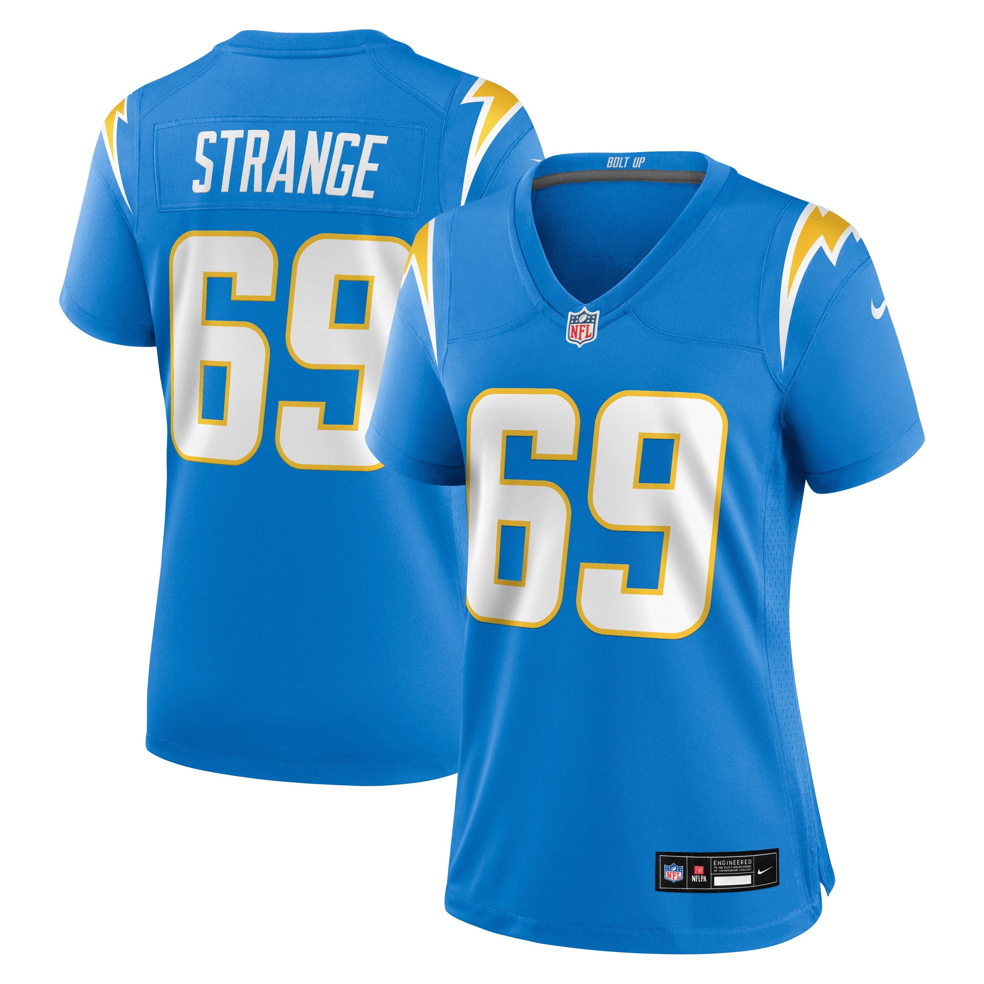 Women's Nike Cole Strange Powder Blue Los Angeles Chargers Team Game Jersey