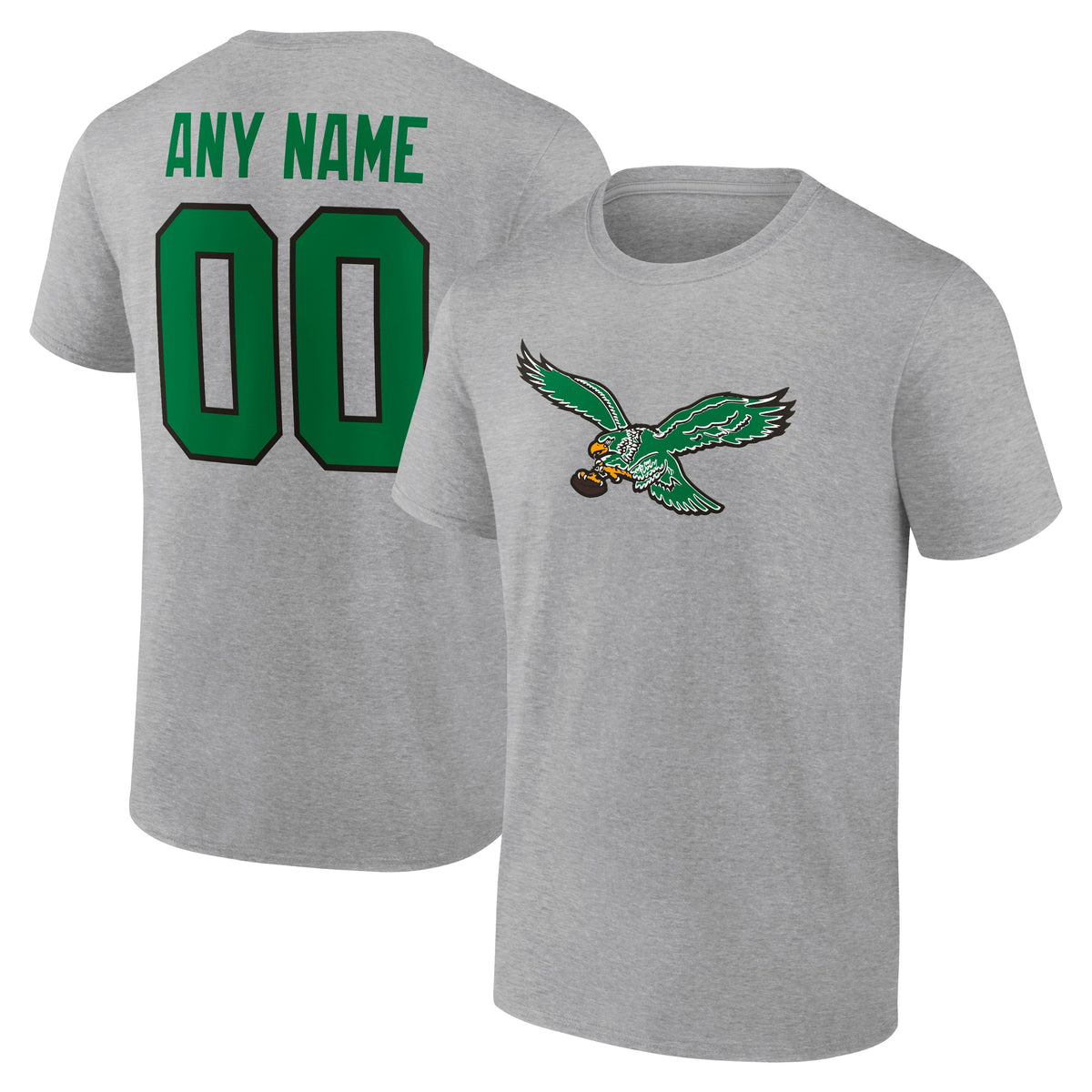 Men's Gray Philadelphia Eagles Big & Tall Team Authentic Classic Personalized Name & Number T-Shirt