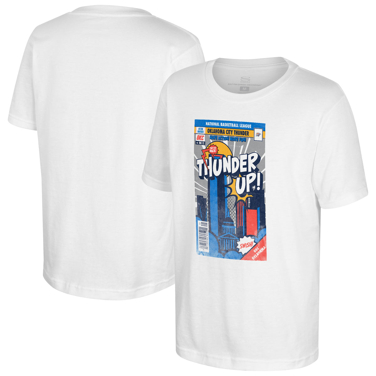 Youth Stadium Essentials White Oklahoma City Thunder Comic Book Cover T-Shirt