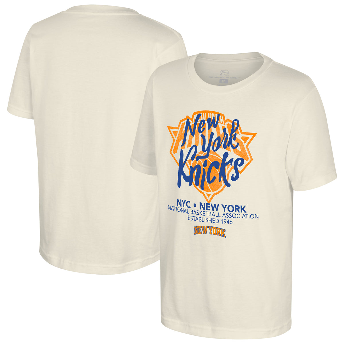 Youth Stadium Essentials Natural New York Knicks Wallscript T-Shirt