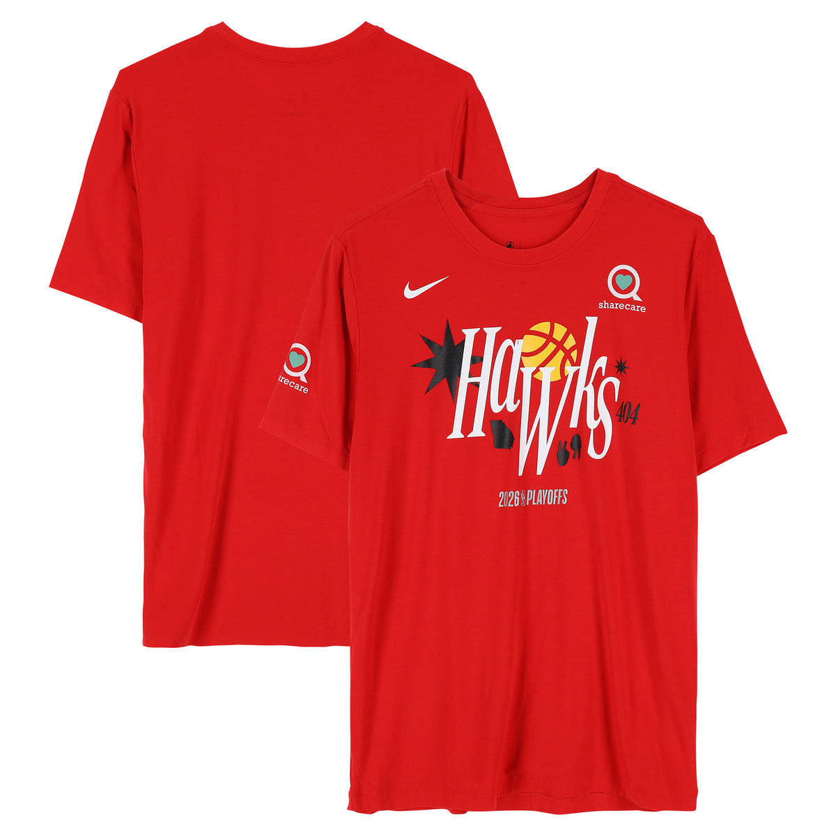 Atlanta Hawks Team-Issued Red Nike T-Shirt from the 2026 NBA Playoffs