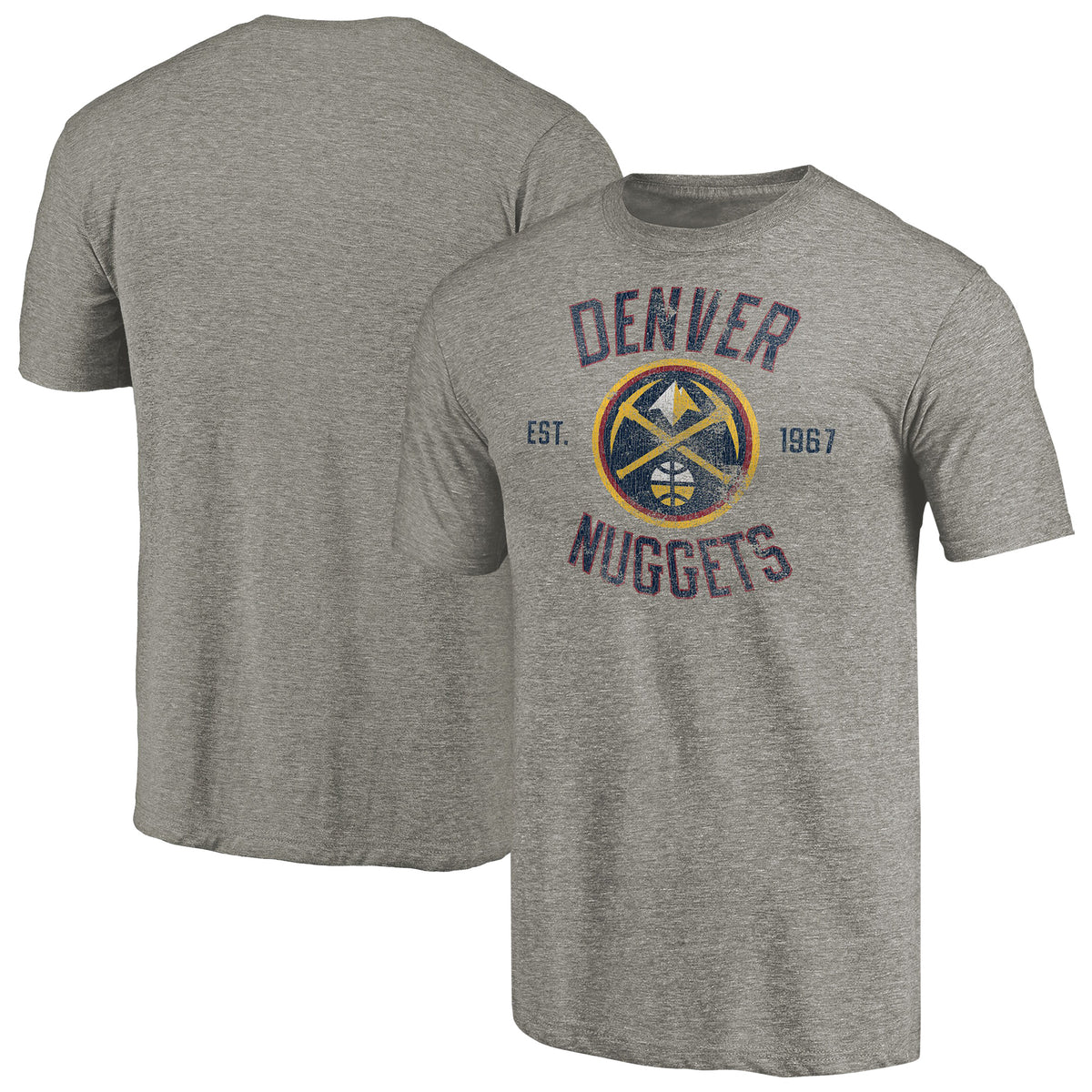 Men's Gray Denver Nuggets Team Heritage Tri-Blend T-Shirt