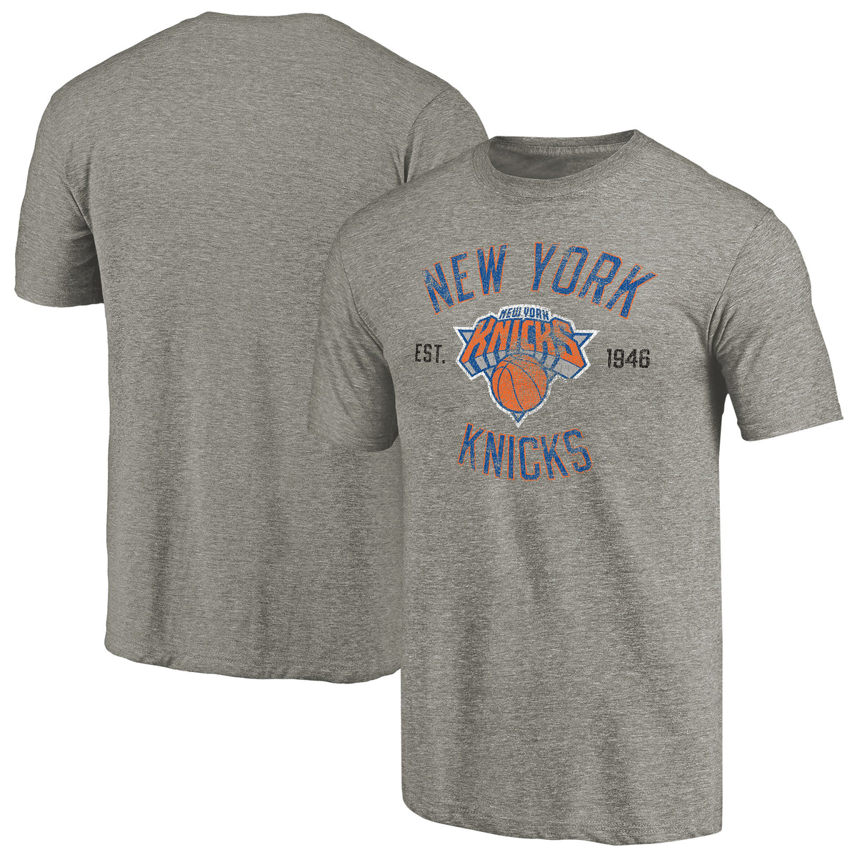 Men's Gray New York Knicks Team Heritage Tri-Blend T-Shirt