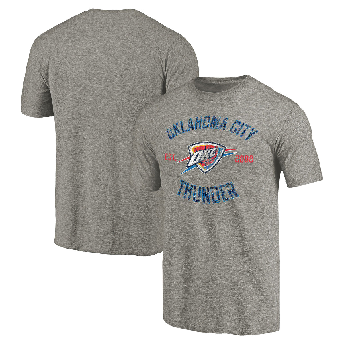 Men's Gray Oklahoma City Thunder Team Heritage Tri-Blend T-Shirt