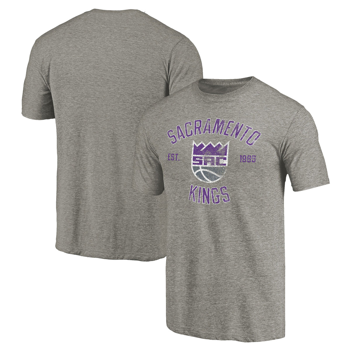 Men's Gray Sacramento Kings Team Heritage Tri-Blend T-Shirt