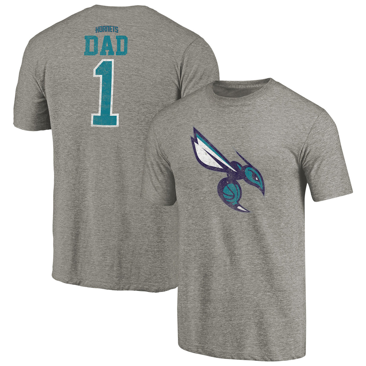 Men's Gray Charlotte Hornets Greatest Dad Tri-Blend T-Shirt