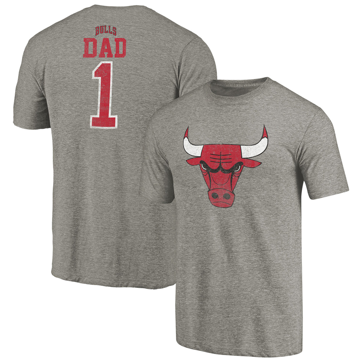 Men's Gray Chicago Bulls Greatest Dad Tri-Blend T-Shirt