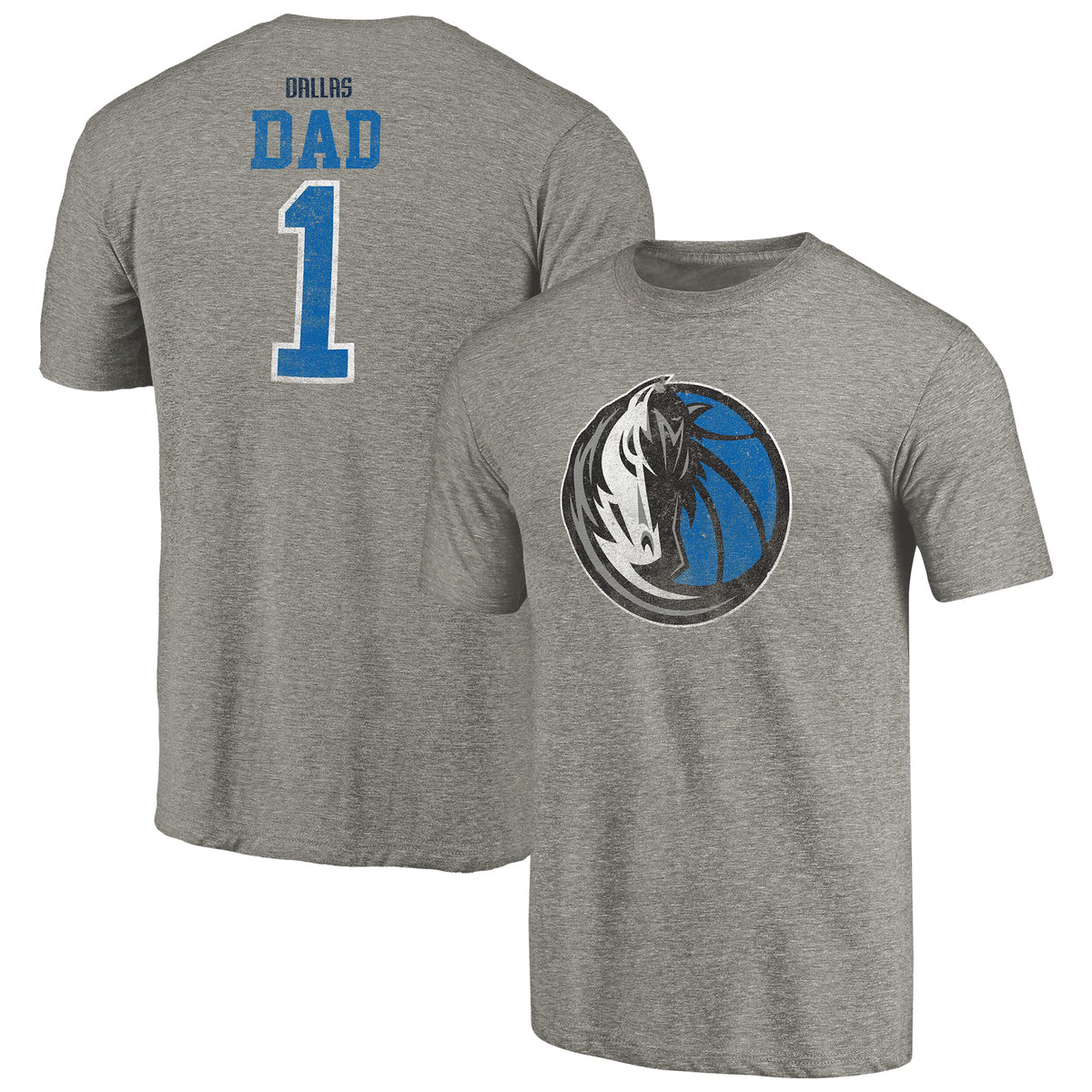 Men's Gray Dallas Mavericks Greatest Dad Tri-Blend T-Shirt