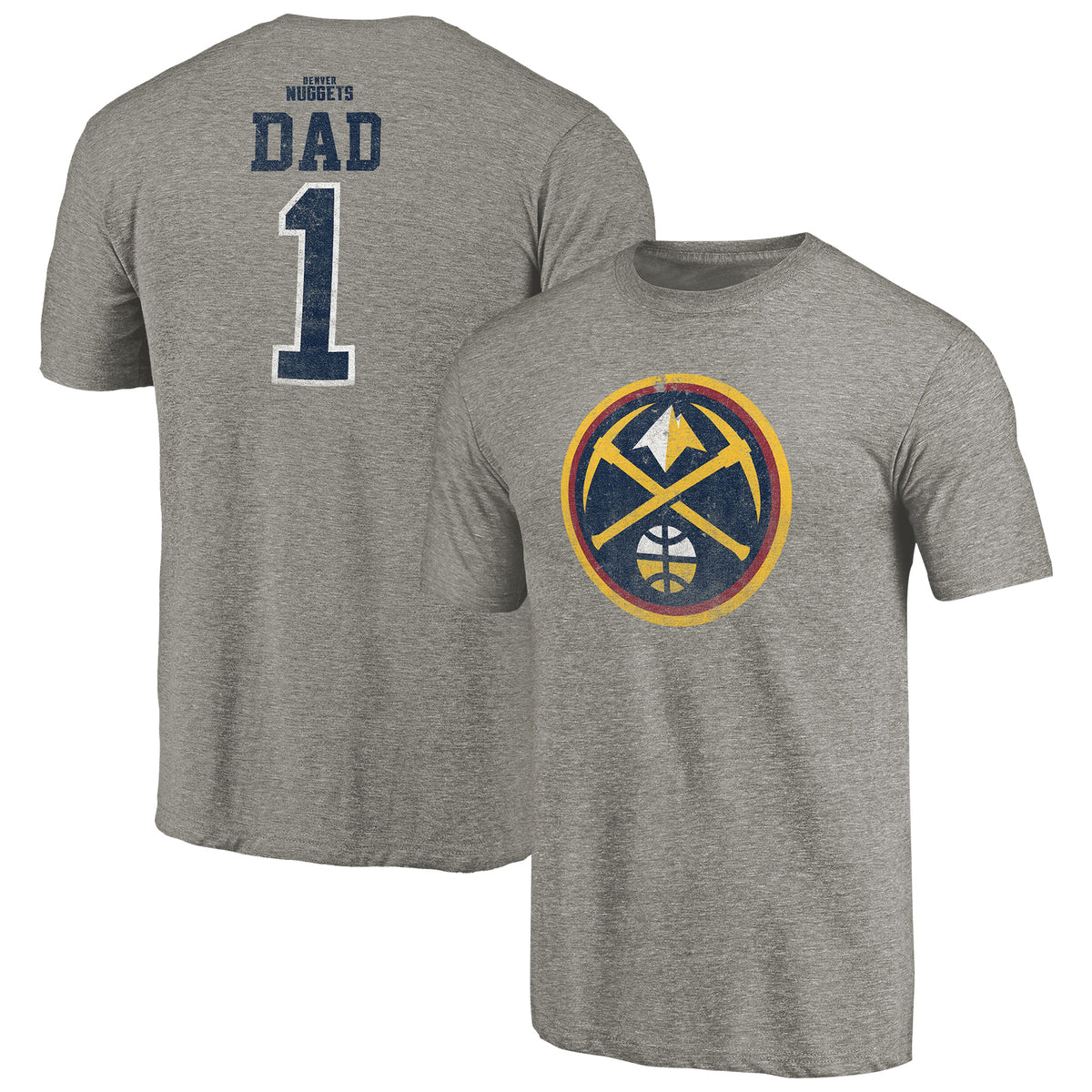 Men's Gray Denver Nuggets Greatest Dad Tri-Blend T-Shirt