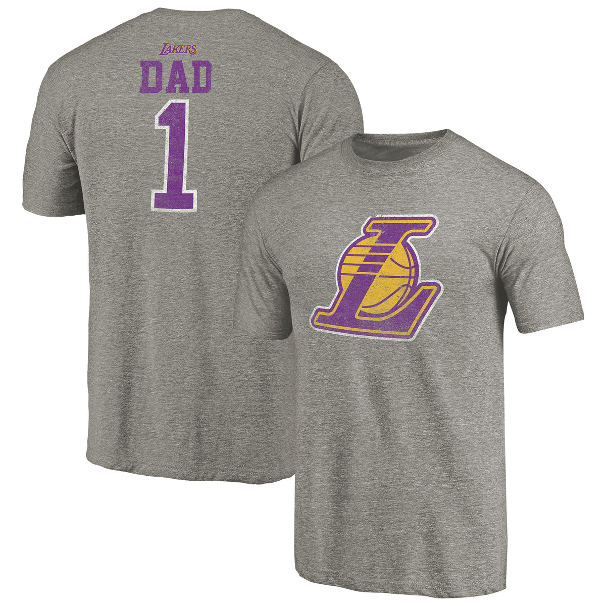 Men's Gray Los Angeles Lakers Greatest Dad Tri-Blend T-Shirt