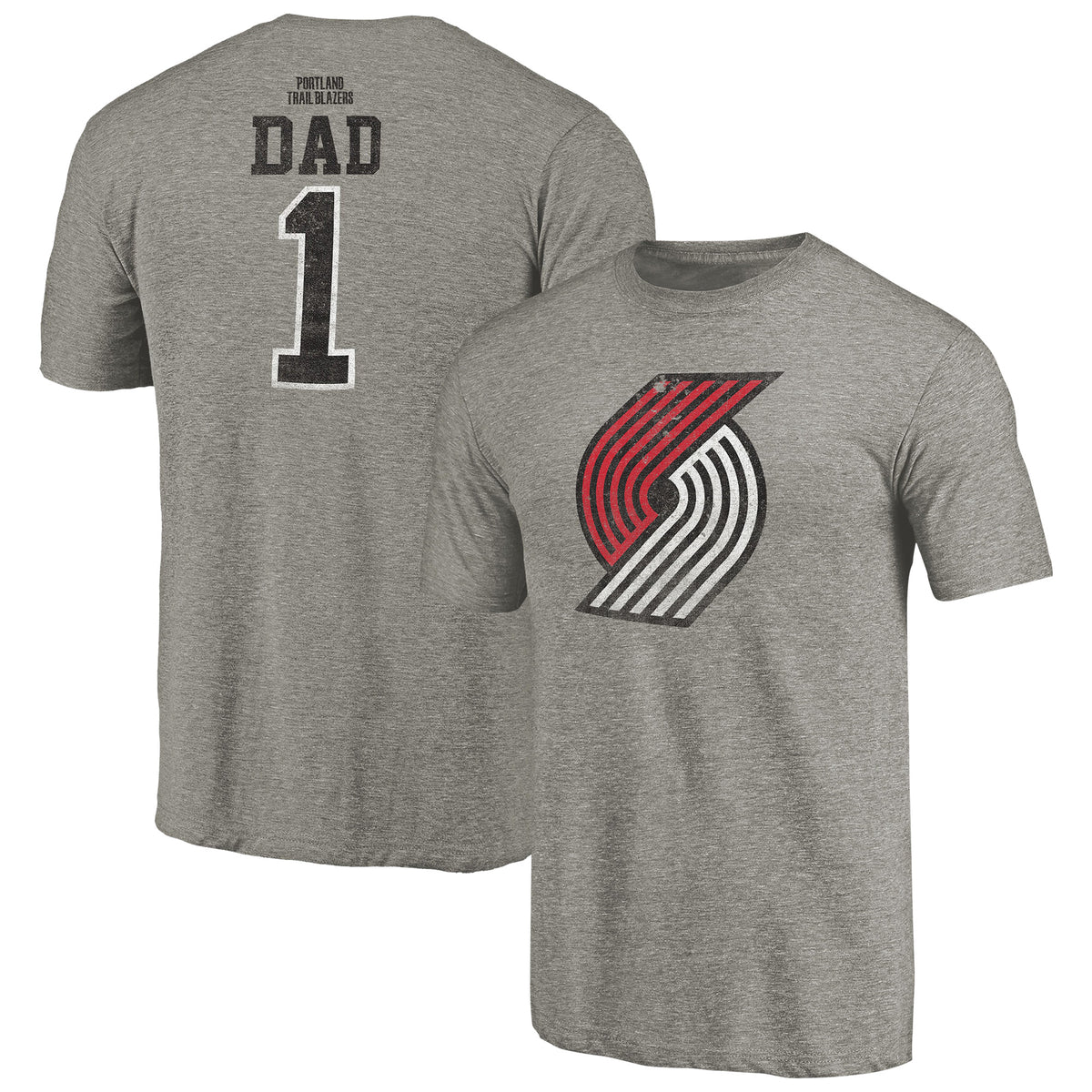 Men's Gray Portland Trail Blazers Greatest Dad Tri-Blend T-Shirt
