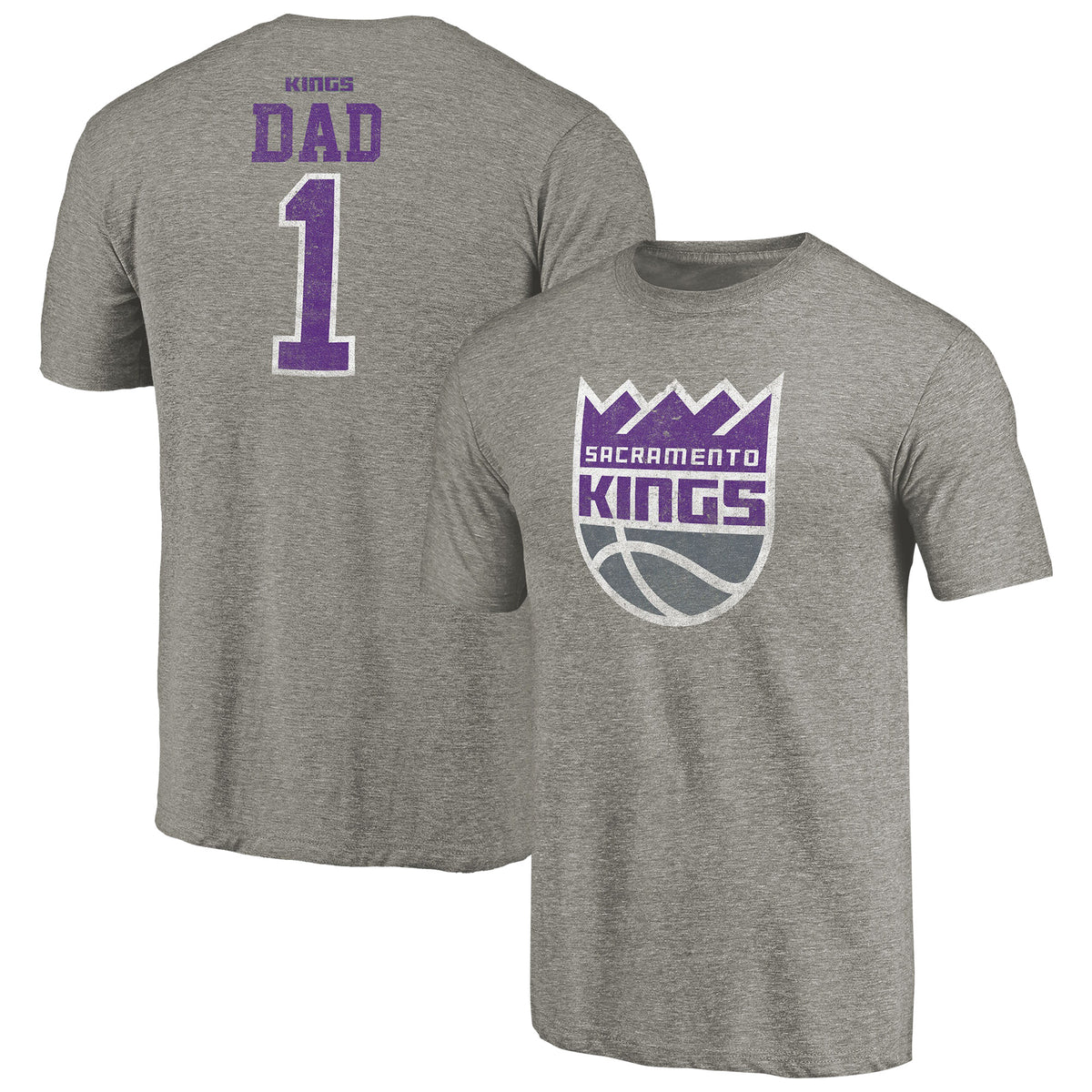 Men's Gray Sacramento Kings Greatest Dad Tri-Blend T-Shirt