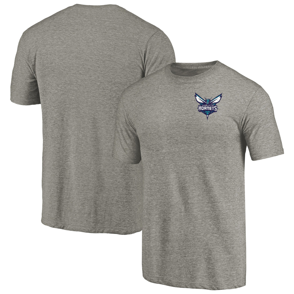 Men's Gray Charlotte Hornets Primary Logo Left Chest Distressed Tri-Blend T-Shirt