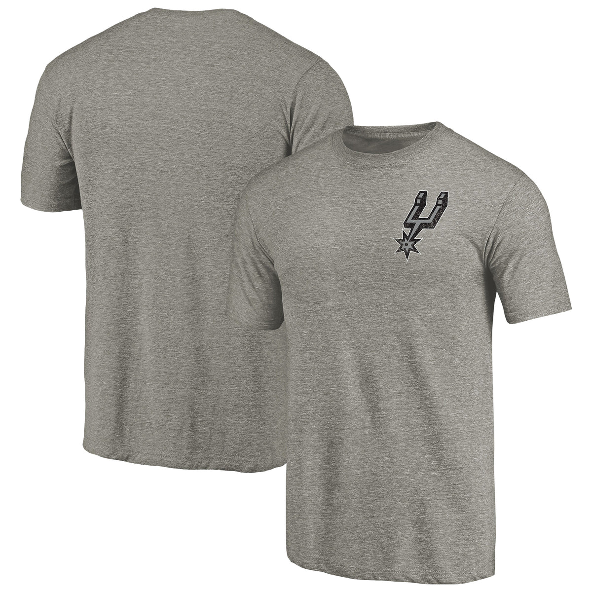 Men's Gray San Antonio Spurs Primary Logo Left Chest Distressed Tri-Blend T-Shirt