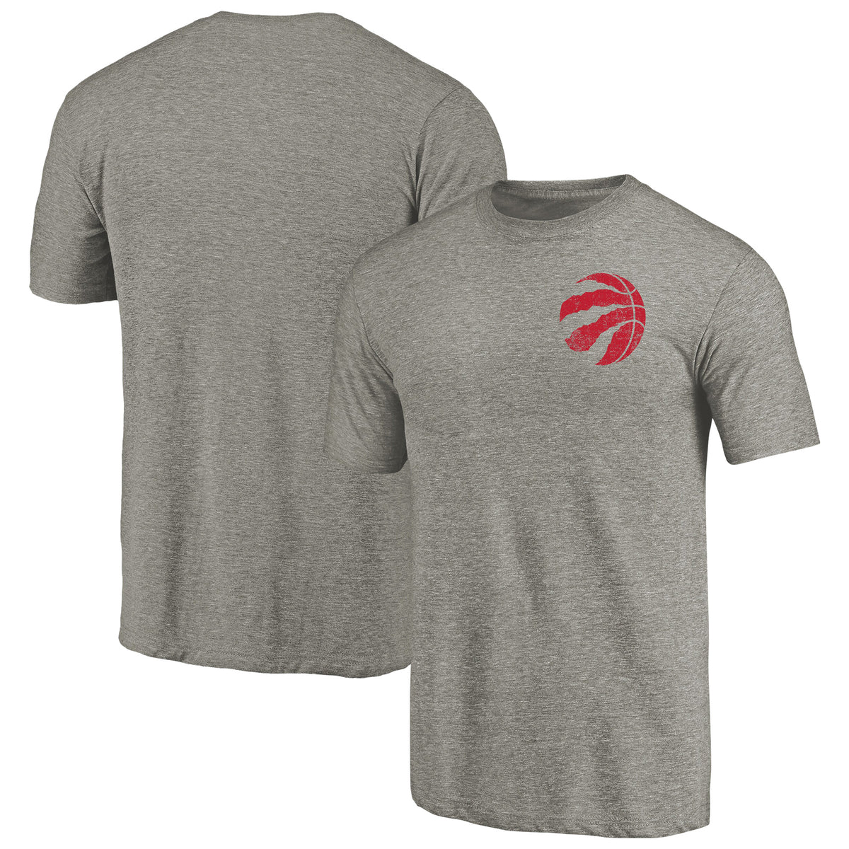 Men's Gray Toronto Raptors Primary Logo Left Chest Distressed Tri-Blend T-Shirt