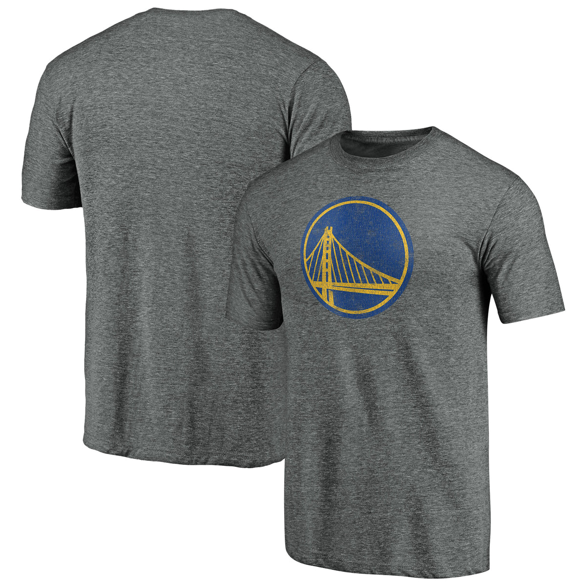 Men's Gray Golden State Warriors Distressed Primary Logo Tri-Blend T-Shirt