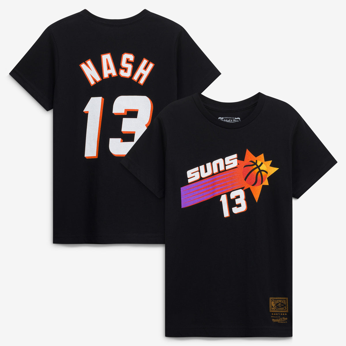 Youth Steve Nash Black Phoenix Suns Hardwood Classics Name & Number T-Shirt
