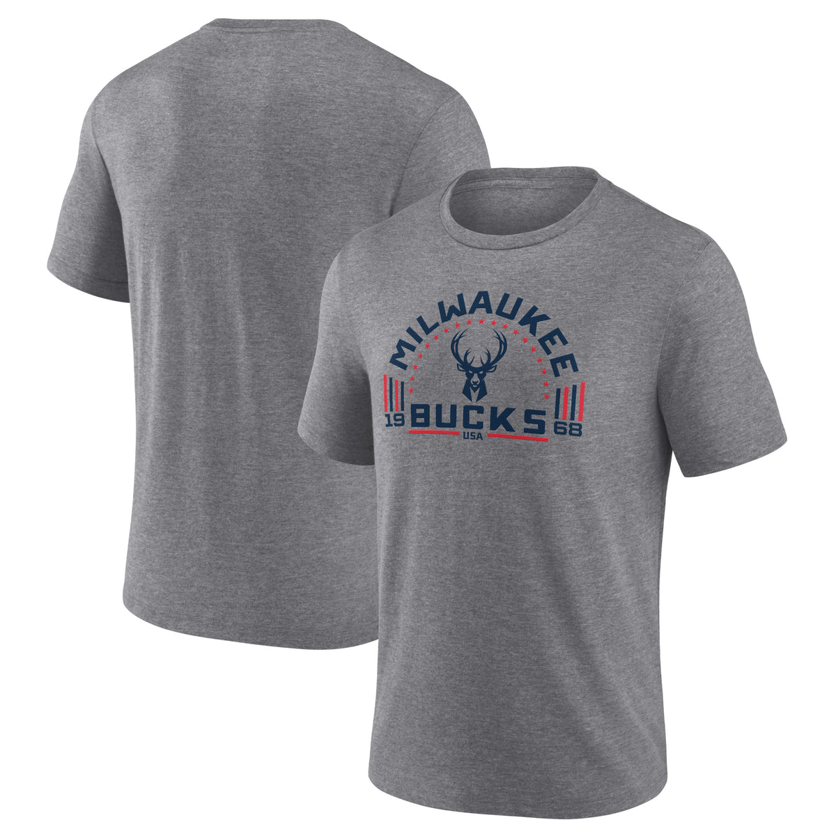 Men's Gray Milwaukee Bucks Team Freedom Tri-Blend T-Shirt