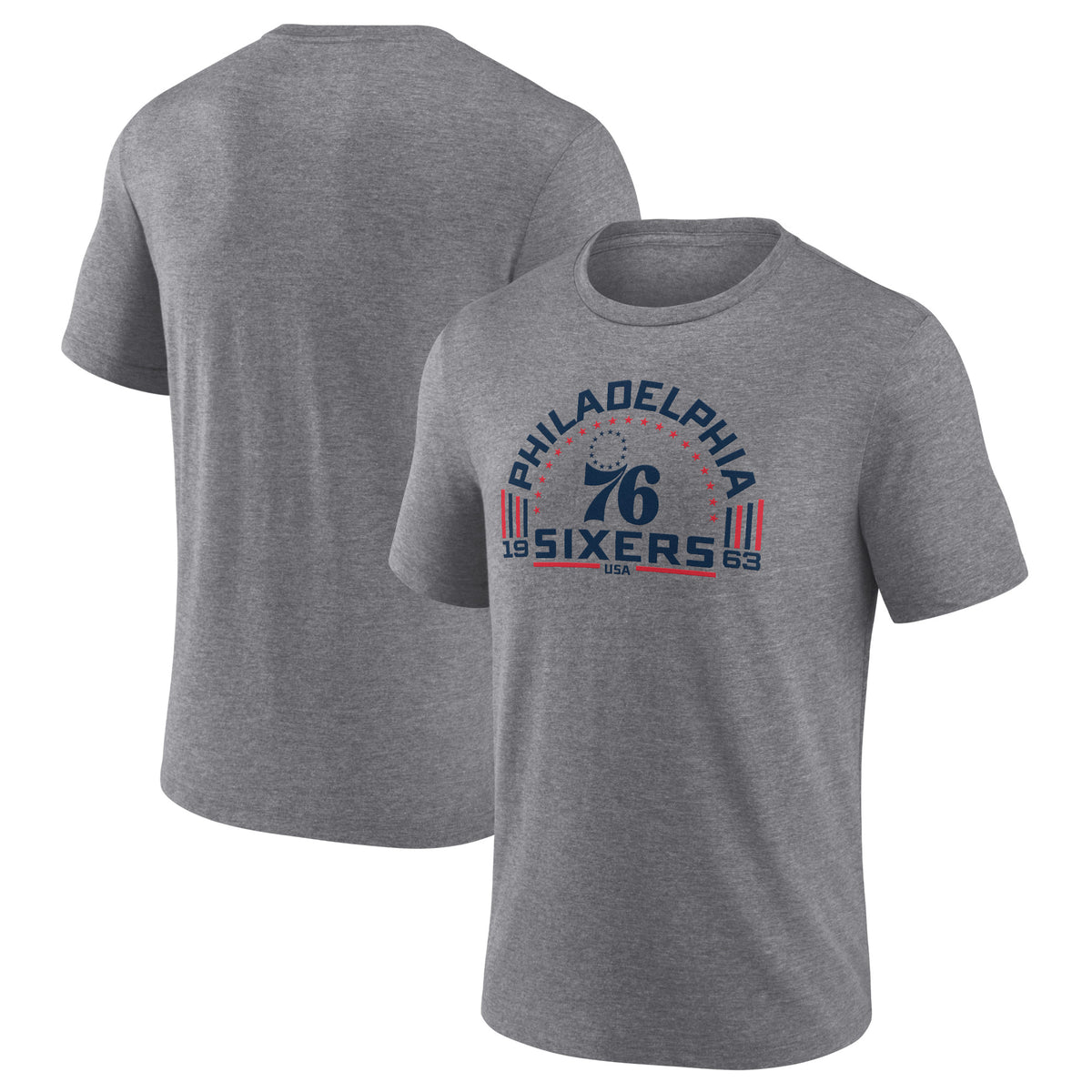 Men's Gray Philadelphia 76ers Team Freedom Tri-Blend T-Shirt