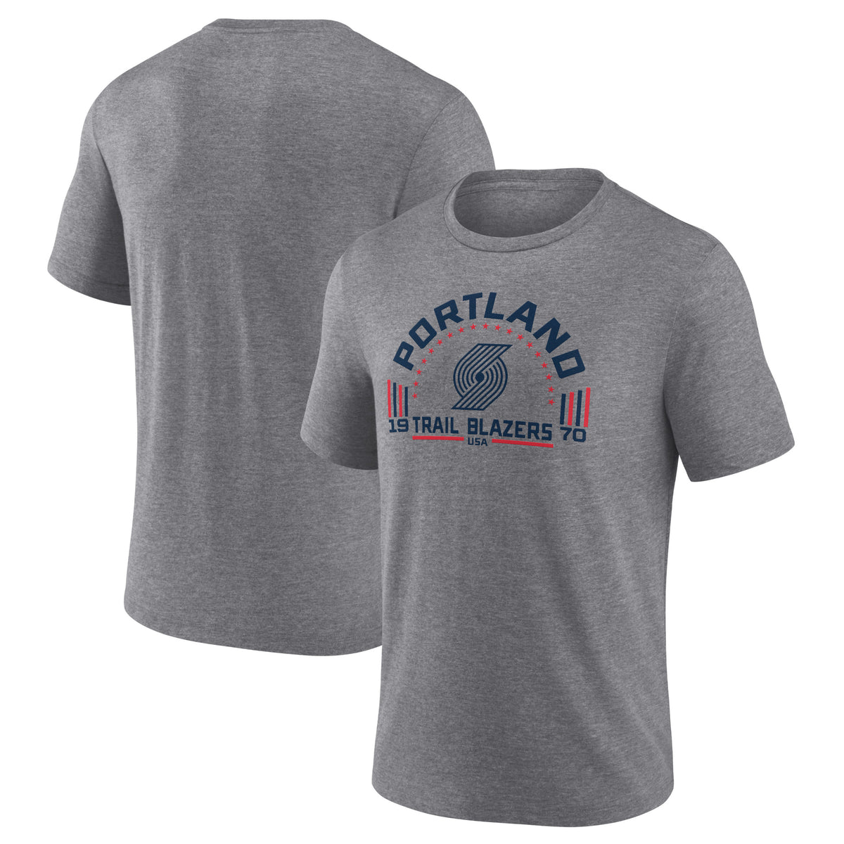 Men's Gray Portland Trail Blazers Team Freedom Tri-Blend T-Shirt